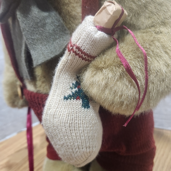 Christmas Teddy Bear 17" Standing Hat Stocking Wagon Creative Design - Picture 6 of 14